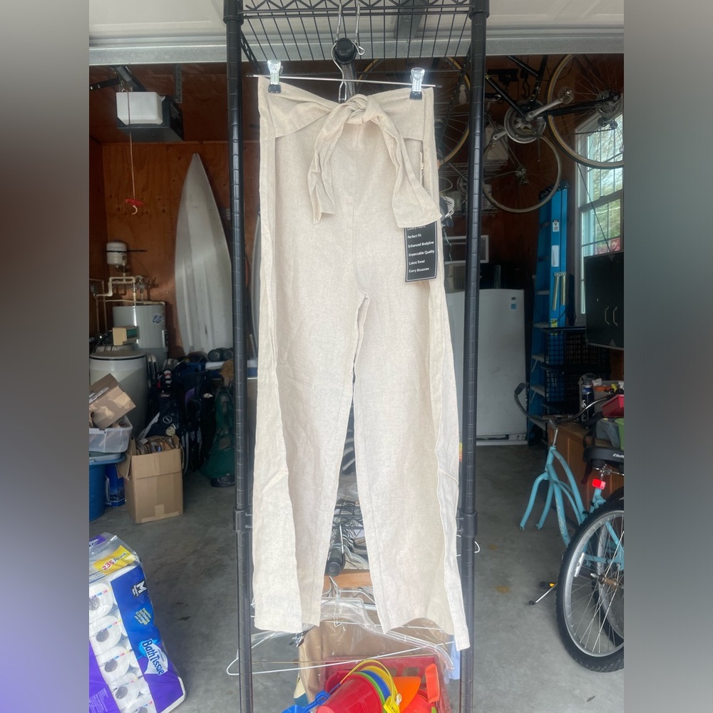 Have Cream Relaxed Fit Trousers with Drawstring Waist